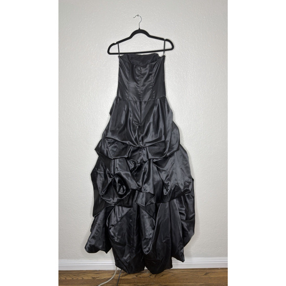 VTG Y2K Jessica McClintock Black Strapless Formal Gown Dress Gothic S/XS Satin - Picture 8 of 15